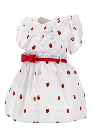 abito in cotone bianco e rosso MONNALISA KIDS | 31G91479449944